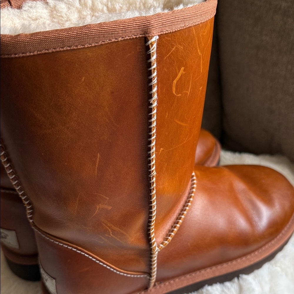 UGG Chestnut Leather Boots - Picture 6 of 7